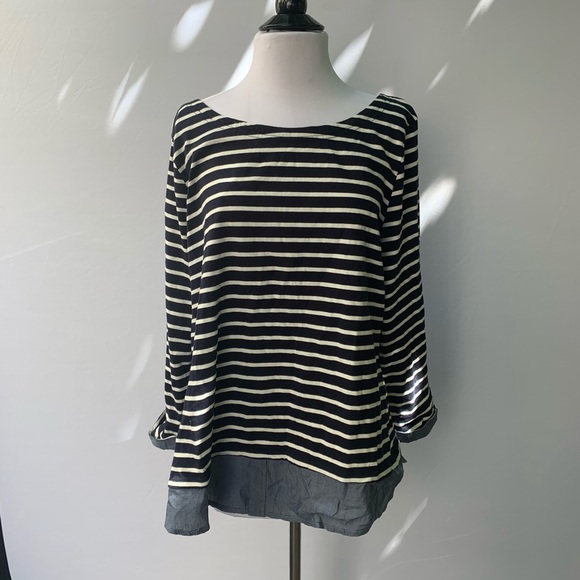 Per Se Tops - PER SE Stripped Long Sleeve Top Size 1X